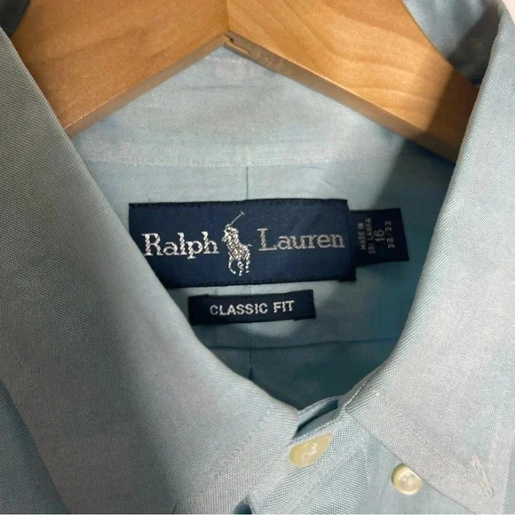Ralph Lauren Blue Button Down Dress Shirt 16 Large - Picture 3 of 6